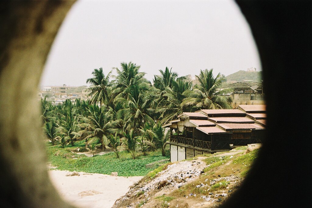 View from Cape Coast Castle to the beach in front